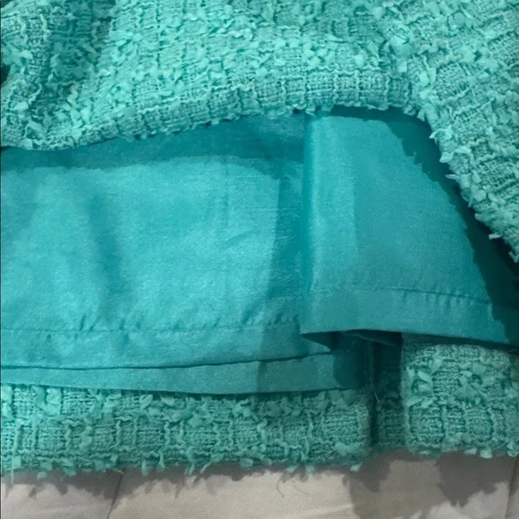 green emerald velvet dress Green Braid Neck Double Pocket Shift Tweed Dress main image 1